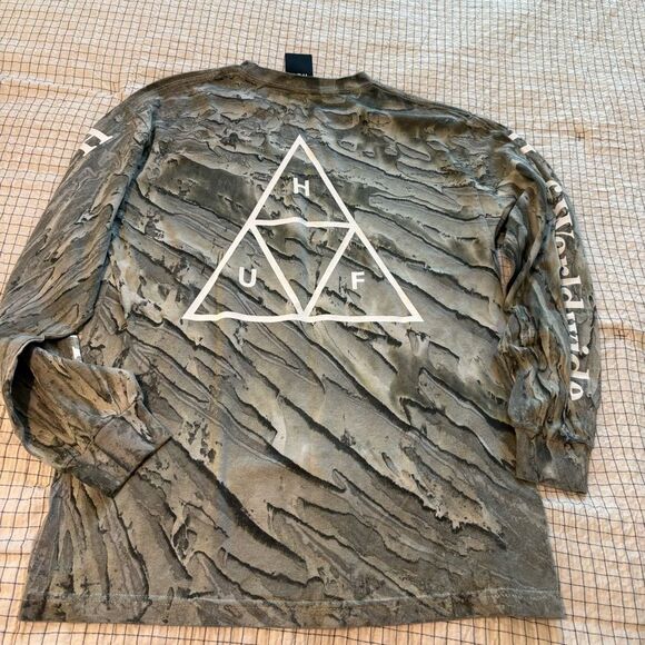 HUF Soho TT Marbel wash black camo Patterned Long Sleeve Men’s Tshirt small - Picture 10 of 10
